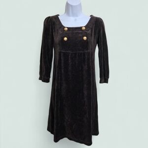 Juicy Couture Dark Brown Velvet Long Sleeve Dress
